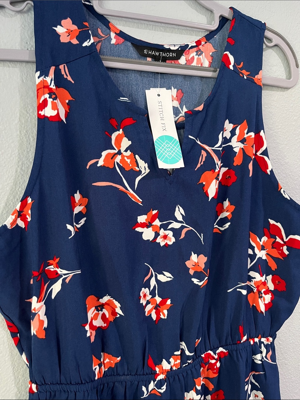 NWT 41 Hawthorne Trisha Split Neck Dress Floral Sleeveless Dress by Stitchfix - Picture 2 of 7